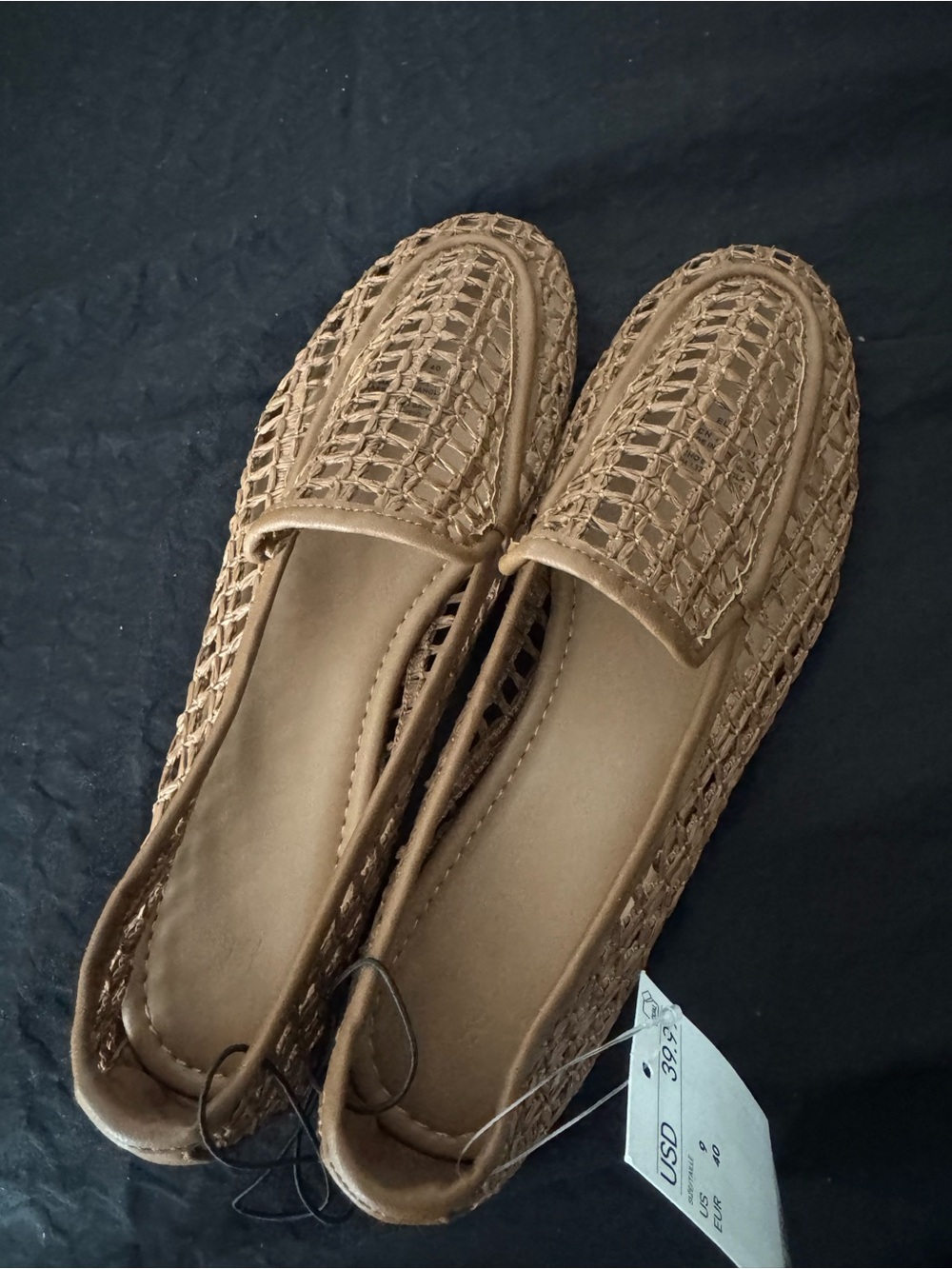 H&M Tan Woven Slip-On Loafers